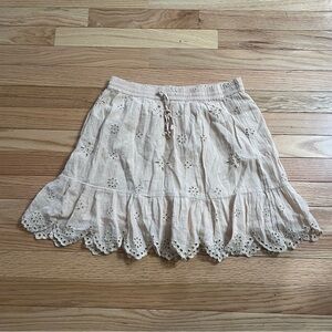 Aerie Mini Skirt Womens Small Cream Eyelet Boho Summer Cottagecore Beach